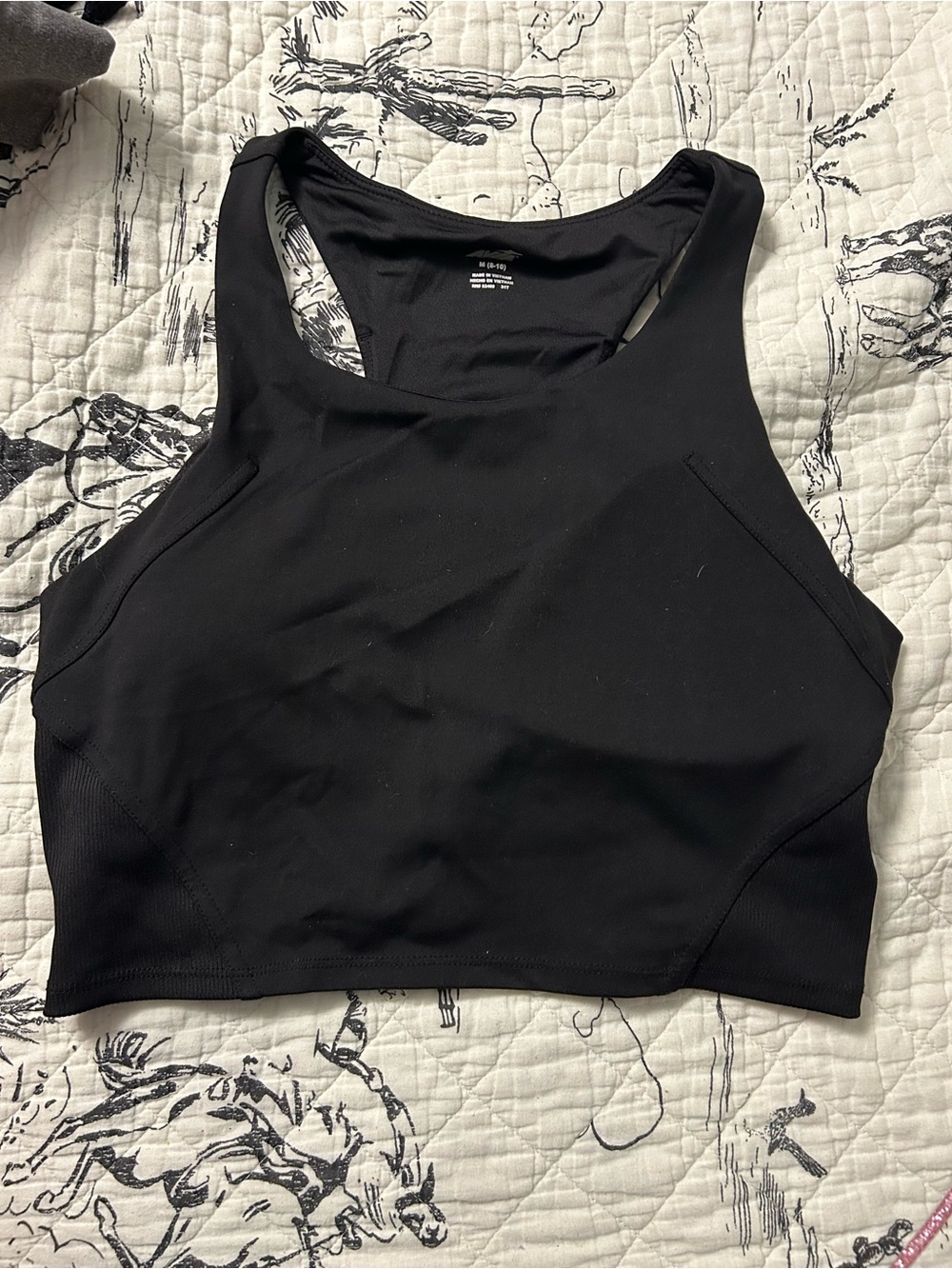 Black High-Neck Racerback crop tank